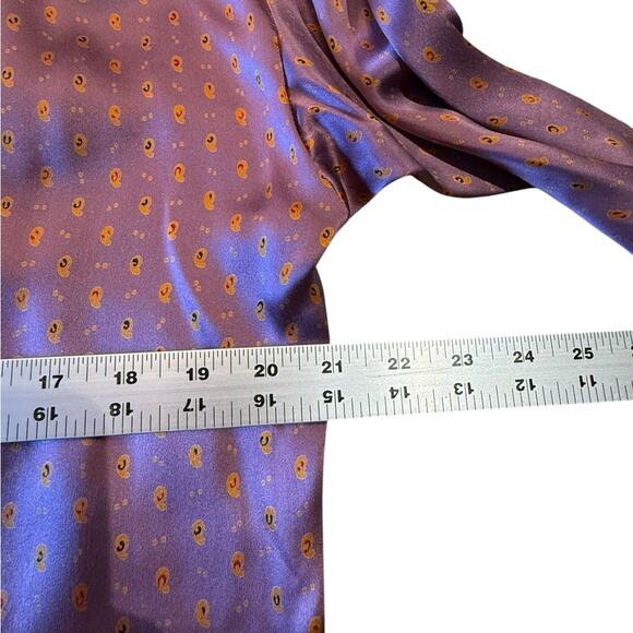 Vintage Miss O By Oscar de la Renta  Purple Silk Blouse and Pant Set Womens 12 - Picture 7 of 8